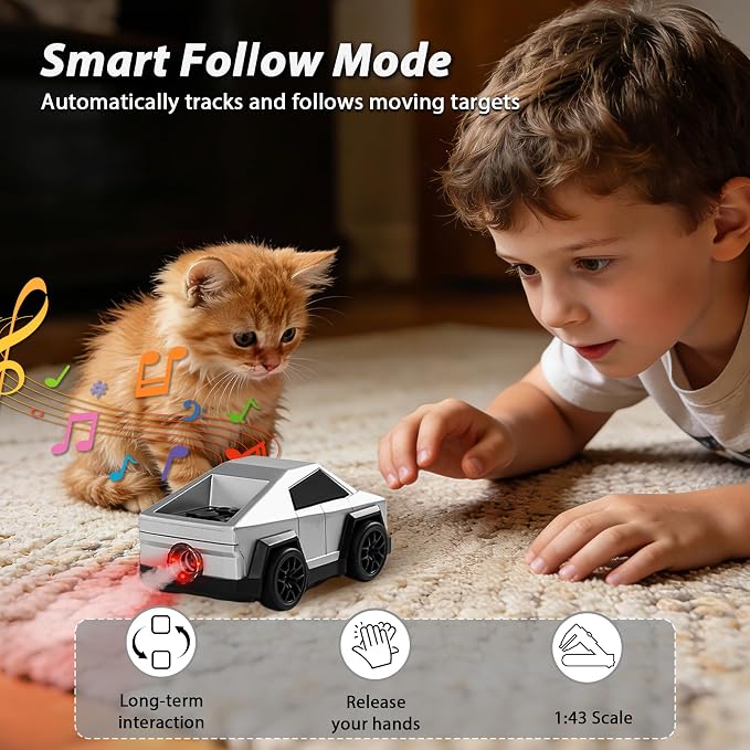Remote Control Car Cyber-Inspired Rc Cars Toys with Drift Spray Lights Sound Automatic Follow 2.4GHz Rc Truck Toys for 3+ Boys Pet