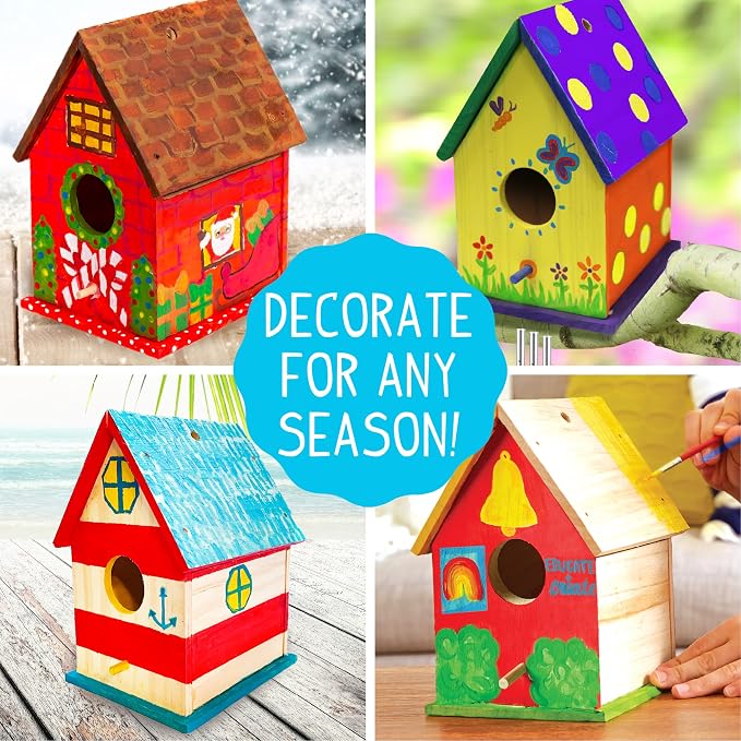 Made By Me Build & Paint Your Own Wooden Toys, DIY Wood Craft Kit, Easy to Assemble, Birdhouse