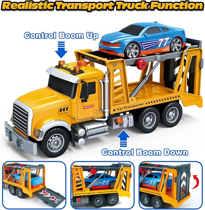 Bstoyder Kids Toys for 3 4 5 6 7 8 Years Old Boys, 15" Farm Transport Truck Toy with Lights, Sounds, Toddler Friction Powered Truck Vehicle Toy for Boys Girls Birthday Gifts