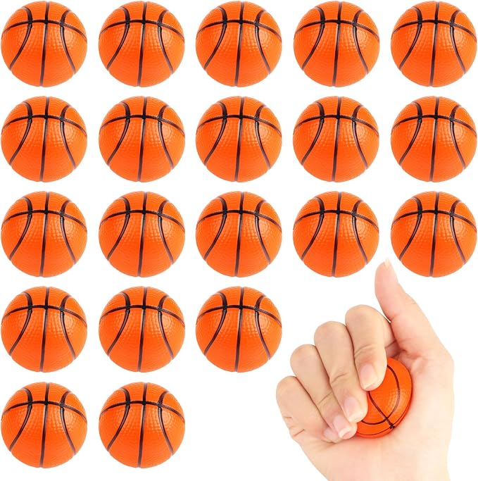 Mini Basketball Stress Balls 20 Packs Mini Basketball Foam Small Foam Squeeze Anxious Toy Sports Stress Ball for Kids School Carnival Reward Christmas Party Bag Gift Fillers