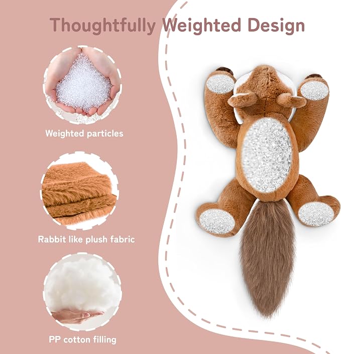 Niuniu Daddy 20" | 3.3 Pound Weighted Squirrel Stuffed Animal Plushie for Adults & Kids, Large Weighted Lap Pillow for Comfort, Soft Sensory Stuffy Toy as Gift for Holidays