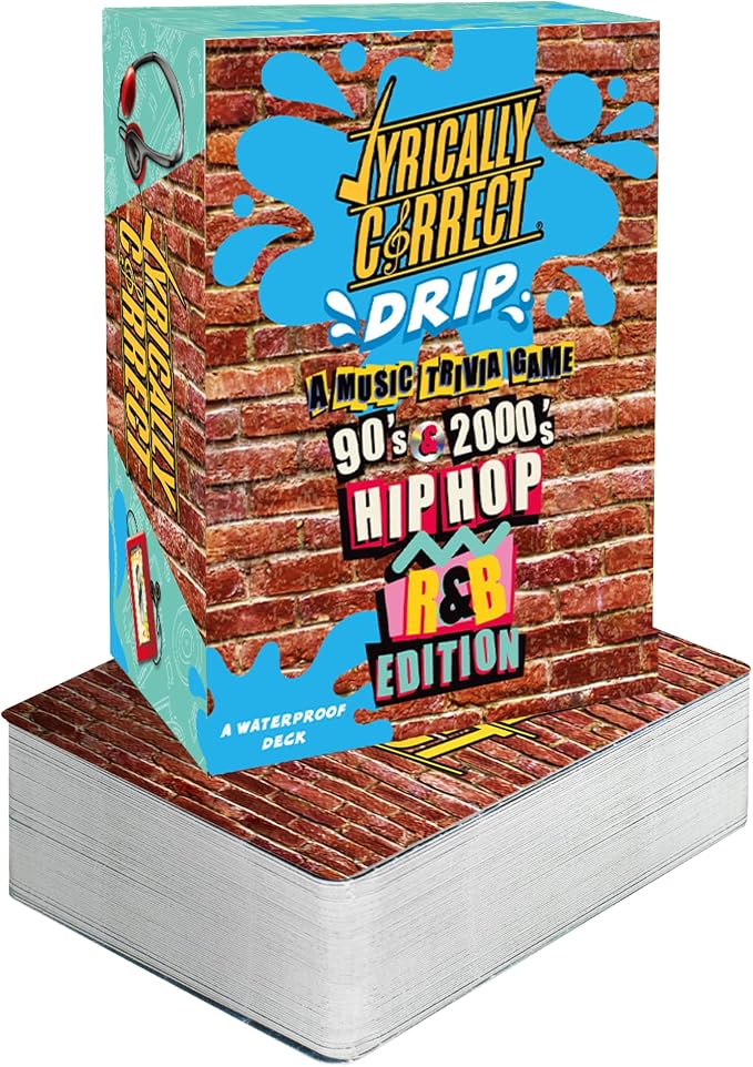 Lyrically Correct Waterproof DRIP ‘90s & 00s Hip-Hop & R&B Edition – Waterproof Music Trivia Card Game for Adults & Families – Pool, Beach & BBQ Party Game