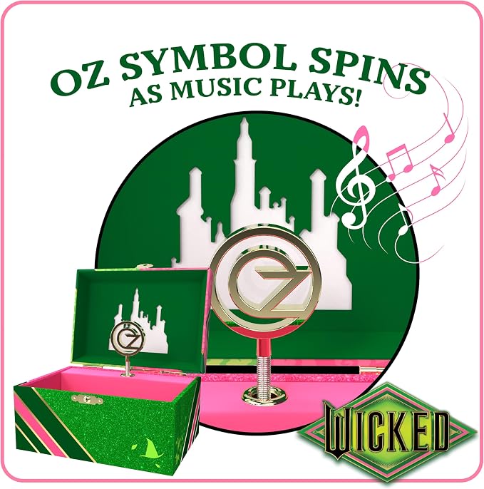 Wicked Jewelry Box for Girls - Musical Jewelry Box with Spinning Figurine, Wicked Toys for Kids Ages 3-5