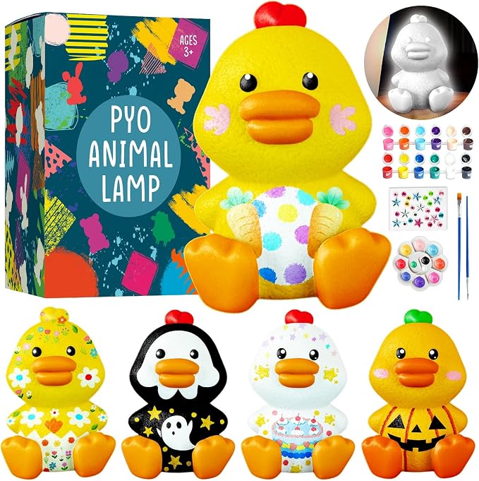 Goody King Paint Your Own Duck Lamp Kit, DIY Duck Night Light, Arts & Crafts for Kids Ages 8-12, Painting Kit for Kids, Art Supplies Birthday Party Holiday Gift for Teens Girls Boys Age 3 4 5 6 7 8+