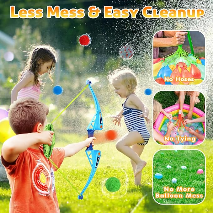 10Pcs Reusable Water Balloons with Bow and Arrow for Kids, Pool Beach Water Fight Equipment for Boys and Girls, Outdoor Summer Toys for Kids Ages 3-12
