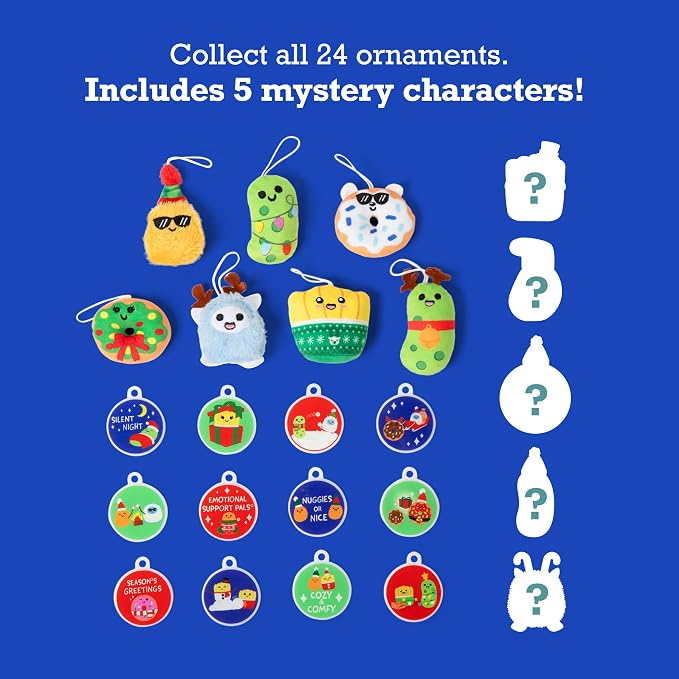 Emotional Support Advent Calendar by Relatable, Includes Mini Plush Toys and Ornaments, Fun and Stocking Stuffer for Loved Ones of All Ages, Includes 24 Ornaments in Countdown Calendar