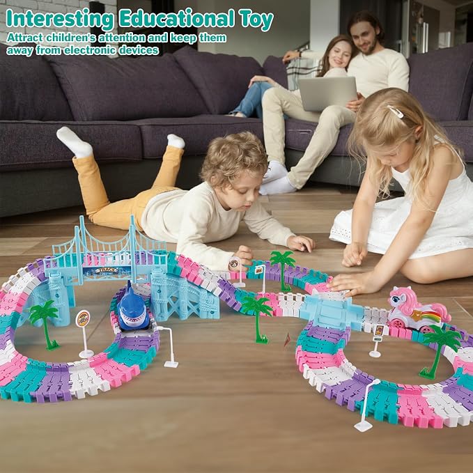 Car Toys for Kid 4-6, 194 PCS Race Car Track for Kids Ages 4-8, Monster Truck 3+ Year Old Birthday Gift Toddler Cars Toy for 3+ Year Old Girl Boy