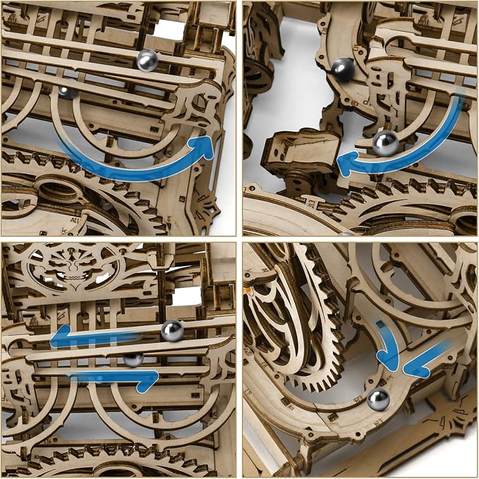 OWNONE 1 3D Wooden Puzzle Marble Run for Adults, DIY Marble Run Wooden Model Kit, HDF Material, Mechanical Puzzle, Modern Style, 334 Pieces, 1 Set, 1 Item, 1 Package