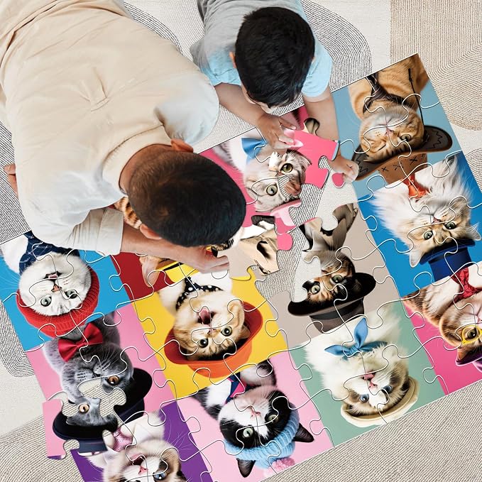Jumbo Floor Puzzle for Kids,48 Piece Cat Jigsaw Puzzles,Pet Learning Educational Toys for Toddlers Ages 3-5,Children Gift for Boy Girl Ages 4-8