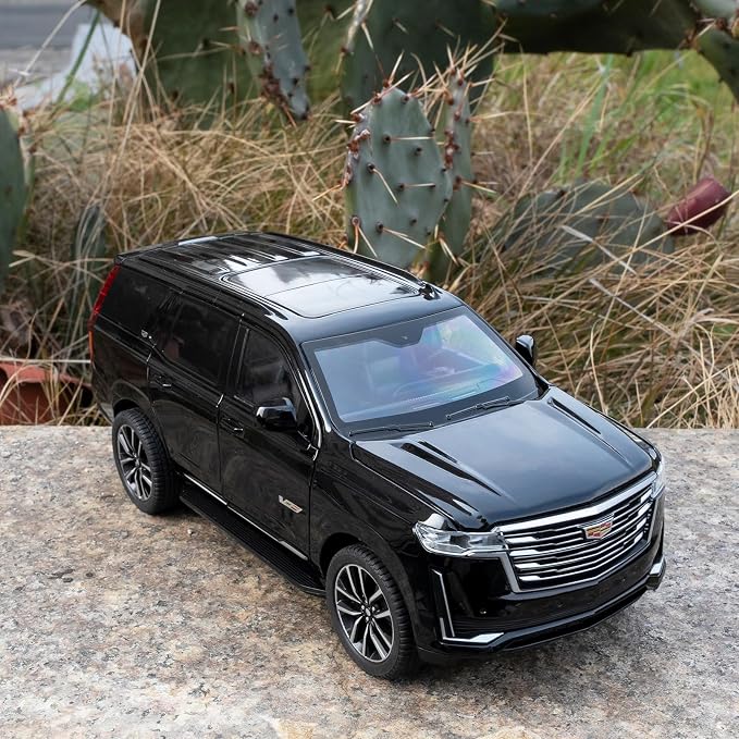 WAKAKAC Toy Car 1:24 Escalade SUV Model Car, Alloy Pull Back Diecast Collectible Cars with Sounds＆Lights for Kids Boys Girls and Adults, Gift Black