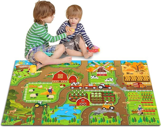 Oriate Kids Toy Dream Mat Happy Farm Activity Playmat, Parent-Child Interaction Game Rug, Ideal Children's Educational Floor Mats for Bedroom Playroom Play and Learn 552-F