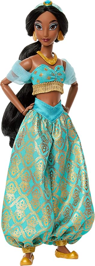 Mattel Disney Princess Jasmine Sparkling Princess Fashion Doll & Accessories with Removable Outfit, Shoes, Necklace & Earrings, Inspired by Movie