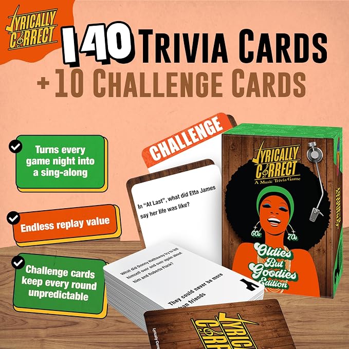 Lyrically Correct '60s & '70s Oldies But Goodies Edition – Soul, Motown & Classic Hits Music Trivia Card Game for Adults & Families