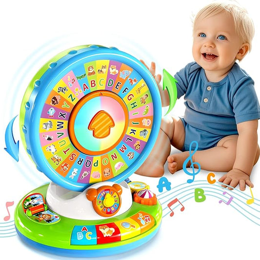 Toys for 1 2 3 Year Old Boys Girls, Spin & Sing ABC Alphabet Learning Zoo with Lights & Sounds, Musical Educational Toy for Toddler 1-3, Christmas 1st Birthday Gifts for Baby Kids Age 12-18 Months+