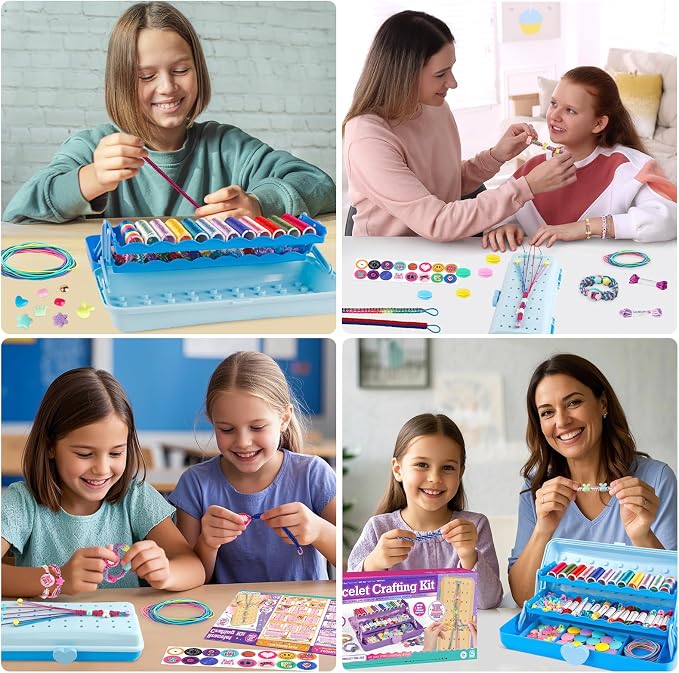TingingYuli Friendship Bracelet Making Kit for Girls Ages 8-12, DIY String Bracelet Maker with 3-Layer Storage Box, Jewelry Making Kit Arts and Crafts Toy Gift for Kids Ages 6-12