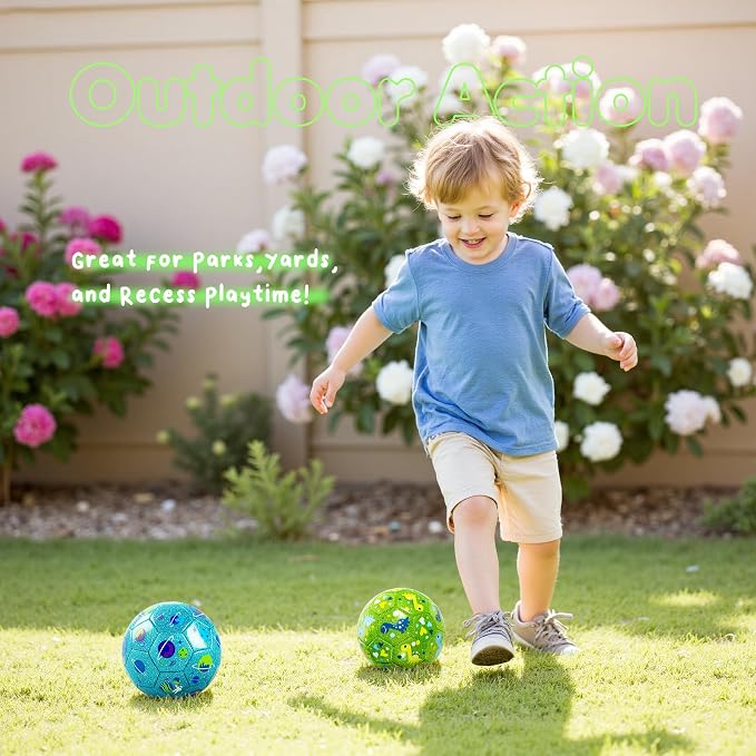 INPODAK Soccer Ball Size 3 Size 2 for Toddlers Kids 1-3 3-8, 1 or 2 Pack Cartoon Small Dinosaur Unicorn Soccer Ball Gifts for Girls Boys, Indoor Outdoor Sports Play Toys Birthday Gifts with Pump