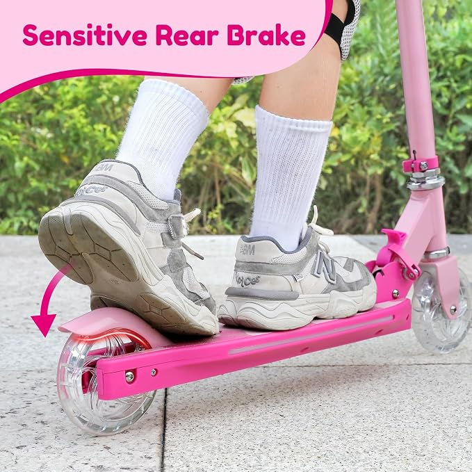 TONBUX Scooters for Kids 5-12, 2 Wheel Scooters with Cool Light Up Stem, Wheels, and Deck, 3 Level Adjustable Height Kick Scooter, Foldable and Lightweight Scooter for Kids 8-12