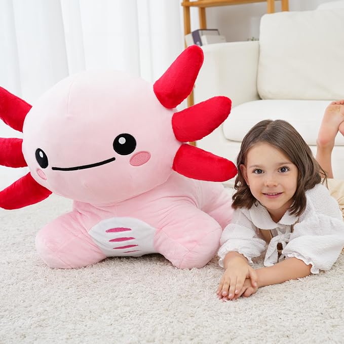 Giant Axolotl Stuffed Animal, Big Axolotl Plush, Large Plush Toy for Girl Boy, Birthday Valentine's Gifts for Girlfriend, Kids, Toddler, Age 3-8, Pink