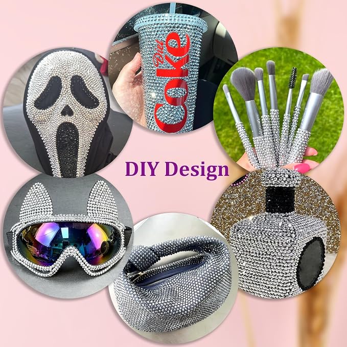 25000Pcs Resin Rhinestones for Crafting, Silver 2-6mm Mixed Sizes Non Hotfix Flatback Gems with 1Pcs Glue, Bedazzling Crystal for DIY Craft Clothing Mugs Tumblers Shoes Fabric Decor Nail Art