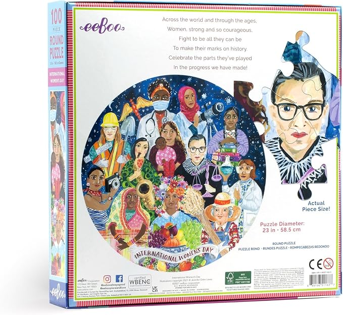 eeBoo 100 Piece Puzzle for Kids - International Women's Day Children's Puzzle Celebratory, Large Pieces for Small Hands to Develop Motor Skills