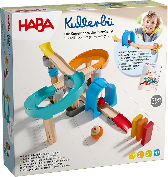 HABA Kullerbü Step-by-Step Marble Run - Clever Click System for Stable Fun - Marble Run from 12 Months - Can be Combined with All Kullerbü Tracks - 2012252001