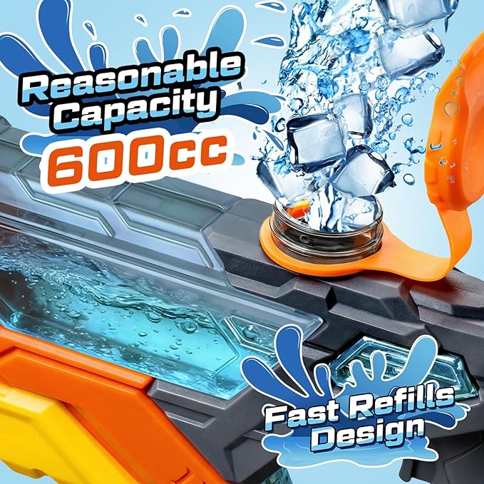 4 Pack Water Guns for Kids and Adult, Long Range 600ML Water Squirter, Colorful Super Blaster Soaker with Clear Visible Water Tank, Swimming Pool Summer Beach Outdoor Fighting Toys