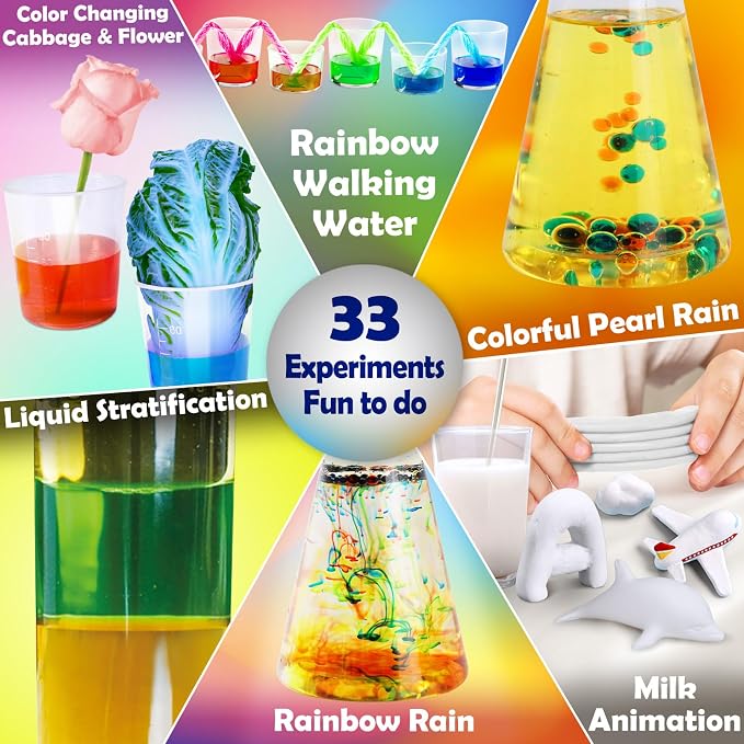 UNGLINGA 33 Experiments Science Kit for Kids, Science Project STEM Toys Gifts for Boys Girls Learning Educational Chemistry Set, Volcano Erupting, Scientis Kit