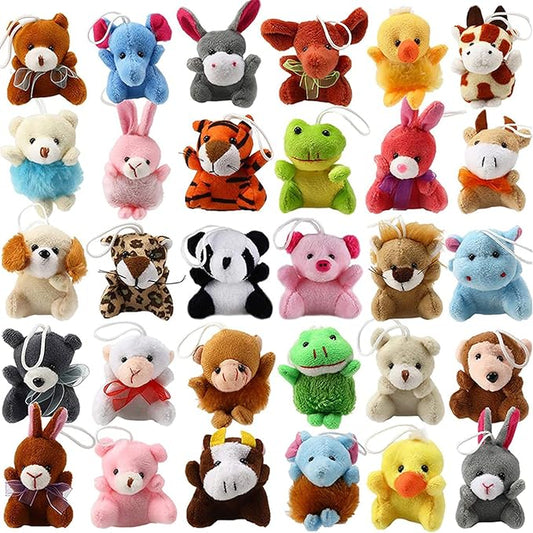 Mini Plush Animal Toy Set,Cute Animals Keychain Decoration for Kids,Goodie Bag Fillers, Basket Stuffers, School Prizes, Valentine's Day Party Supplies (36pcs)