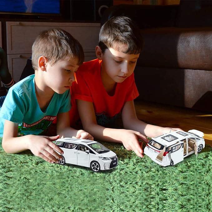 Diecast Metal Model Car-1:24 Scale with Sound and Light, Kids Age 3+ Years. (White)