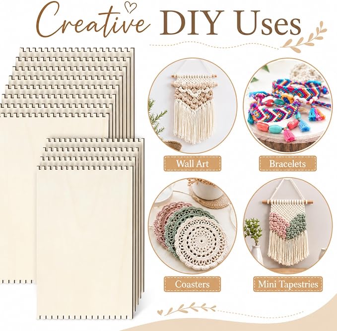 Minatee 150 Pcs Beginners Wooden Loom Notched Weaving Loom Basket Weaving Tools for Kids Adult Art Craft Activity Jewelry Motor Skills Crochet Knitting Sewing Teaching Educational, 6 x 9 in