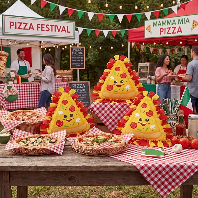 Weysat 6 Sets Pizza Tied Pillow Craft Kit DIY Pizza Shaped Pillow Craft Gifts with PP Cotton for Oktoberfest Day Pizzas Day Sports Theme Party Halloween Decor Classroom Giveaways