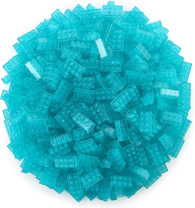 320 Pieces Transparent Light Blue 2x4 Bricks Parts Building kit Creative Play Set Blocks Basic Toy Accessories Compatible with 3001 Major Brands