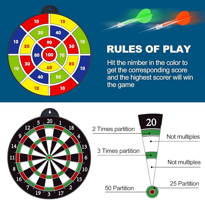 Dart Board - 12pcs Magnetic Darts - Excellent Indoor Game and Party Games - Gifts for 5 6 7 8 9 10 11 12 Year Old Boy Kids
