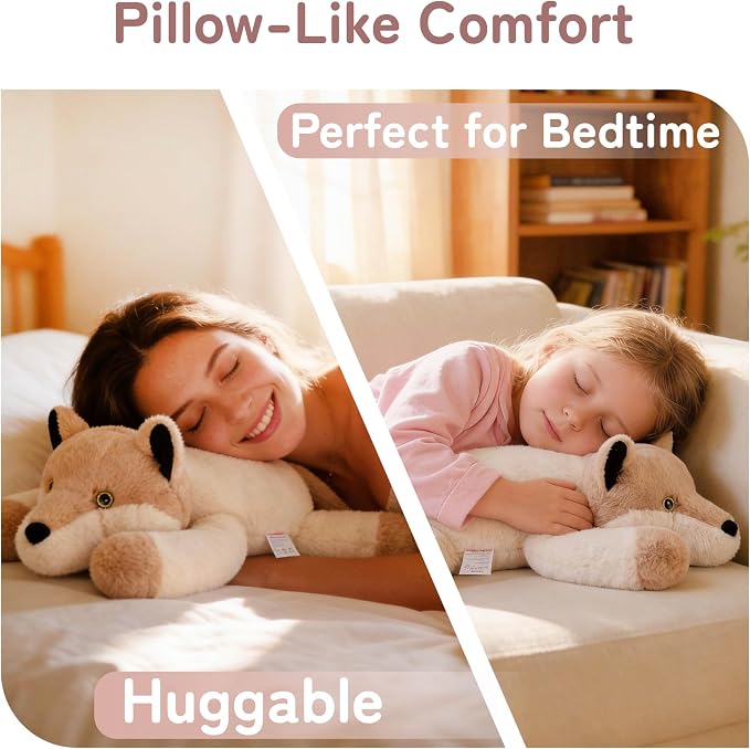 Niuniu Daddy 20" | 3.3lb Wolf Weighted Stuffed Animals for Kids & Adults, Weighted Plushies Pillow for Sleeping, Cute Lying Toy Large Huggable Gift for Everyday Comfort
