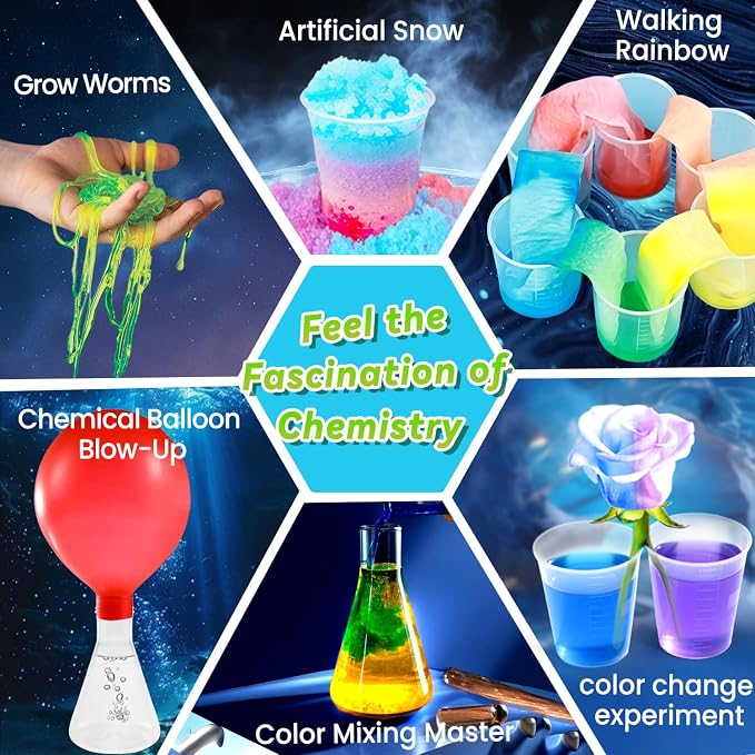 250+ Experiments Science Kits for Kids, STEM Activities Educational Science Kits Gifts with Chemistry Set, Erupting Volcano and Growing Crystal Tree (Science kit with 250+ Experiments)