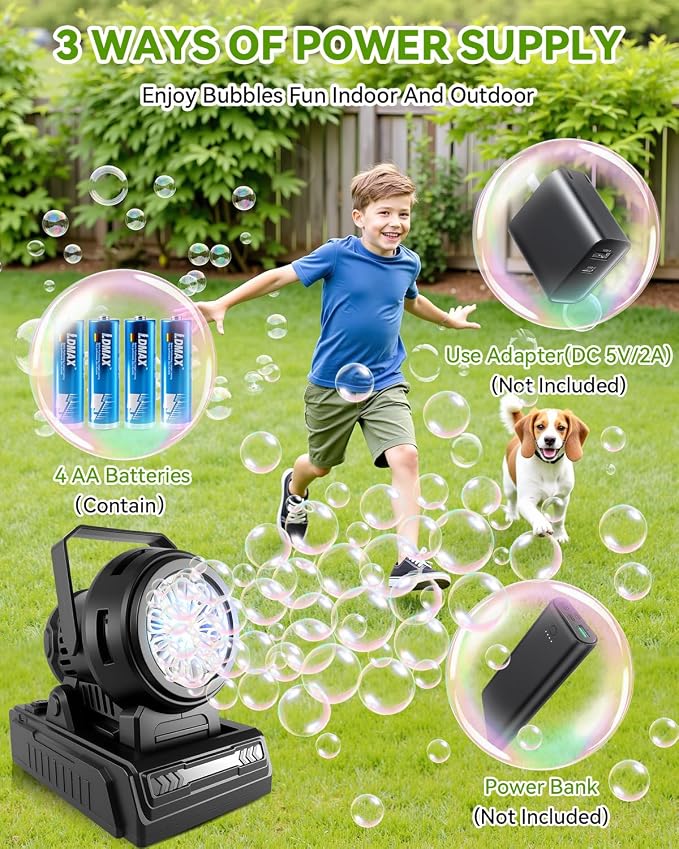 Kizmore Bubble Machine - Rechargeable and Battery Operated Bubble Maker for Kids| Automatic Bubble Blower for Toddlers 1-3| 20000+ Big Bubbles Per Minute for Parties Birthday Wedding