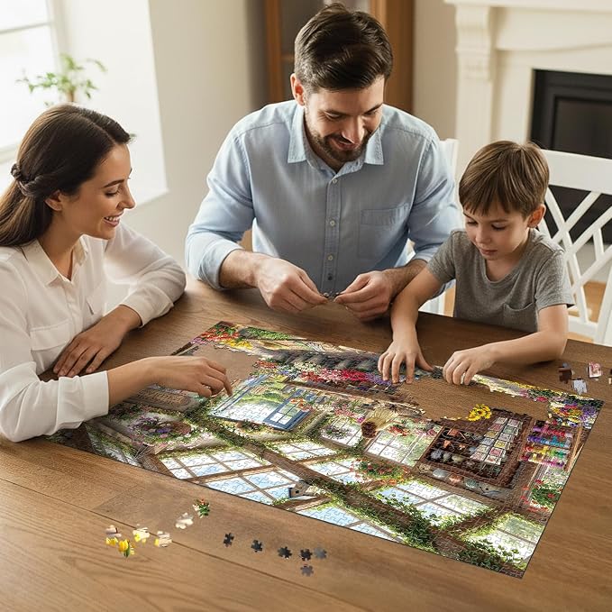 Cozy Flower Shop Puzzles for Adults 1000 Pieces,Challenging Jigsaw Puzzles for Adults,Difficult Impossible Puzzle for Family Game Night,Puzzle with Letters on Back,Recycled Paper Jigsaw Puzzle