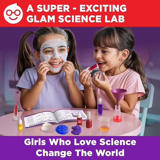 Doctor Jupiter Glam Science, DIY Makeup Craft Kit for Girls Ages 6+ | 50+ Beauty Recipes - Make Your Own Makeup, Perfume, Lip Gloss, Bath Bomb| Birthday Gift Ideas for 6-7-8-9-10-11-12 Year Olds