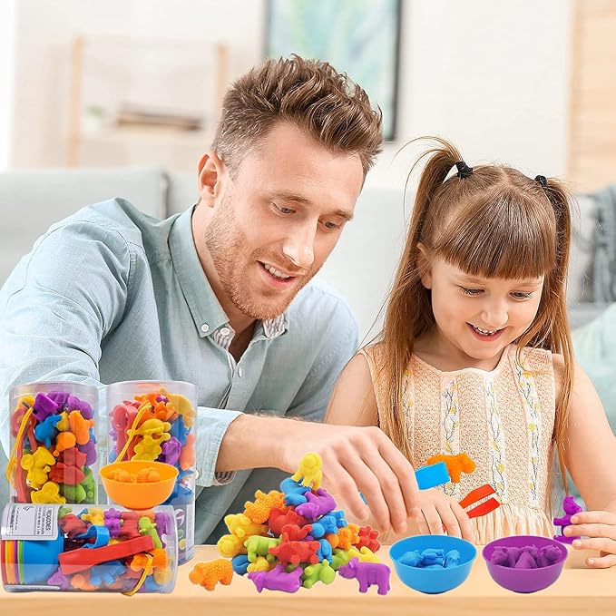 UNIQUE KIDS Counting Educational Learning Toy Set with Sorting Cups – Engaging Sensory Color Classification Training Game for Toddlers and Preschoolers Training Ages 3 and Up
