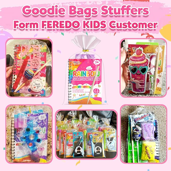Scratch Paper Art Party Favors for Kids: 24 Pack Rainbow Scratch Notebook, Goodie Bags Stuffers Coloring Books Party Favors for Kids 3-12, Bulk Classroom Birthday Gifts for Student
