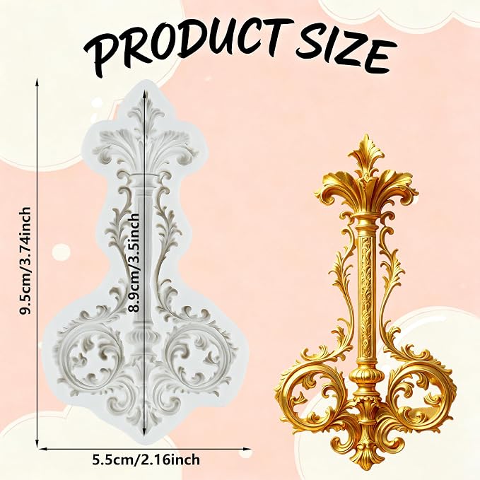 Baroque Silicone Molds Baroque Vintage Curlicue Lace Polymer Clay Mold for Jewelry Making Epoxy Resin Casting Air Dry Polymer Clay Craft