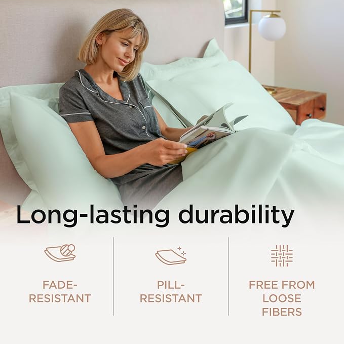 Threadmill Sheets for Twin Mattress | 600 Thread Count Twin Bed Sheets Set with 15” Deep Pocket | Sateen Weave 3-Piece Bedding Set with Cooling Effect | Seaglass
