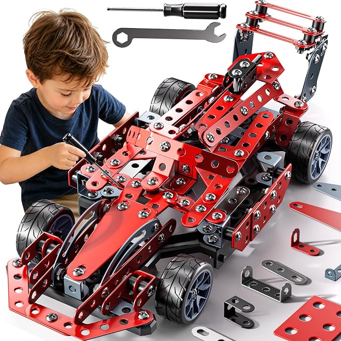 Metal Model Racing Car Kits - STEM Projects for Kids Ages 8-12, Assembly Educational Building Toys Model Car Toys for Kids Boys Girls 8 9 10 11 12 Years Old