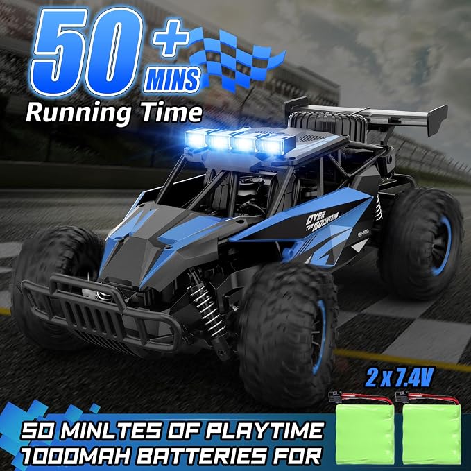 kolegend Remote Control Car 2.4GZh High Speed 25km/h RC Monster Trucks 50+min with LED Headlight and Rechargeable Battery for Boys Girls Kids