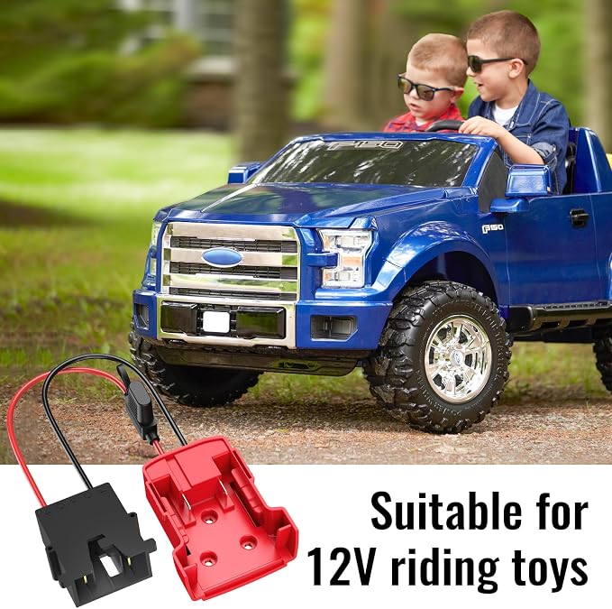 Power Wheel Azocek Adapter Compatible with Milwaukee 18V Battery with Wire Harness Connector Compatible with 12 Volt Power Wheel, 12AWG Wire with 40A Fuse