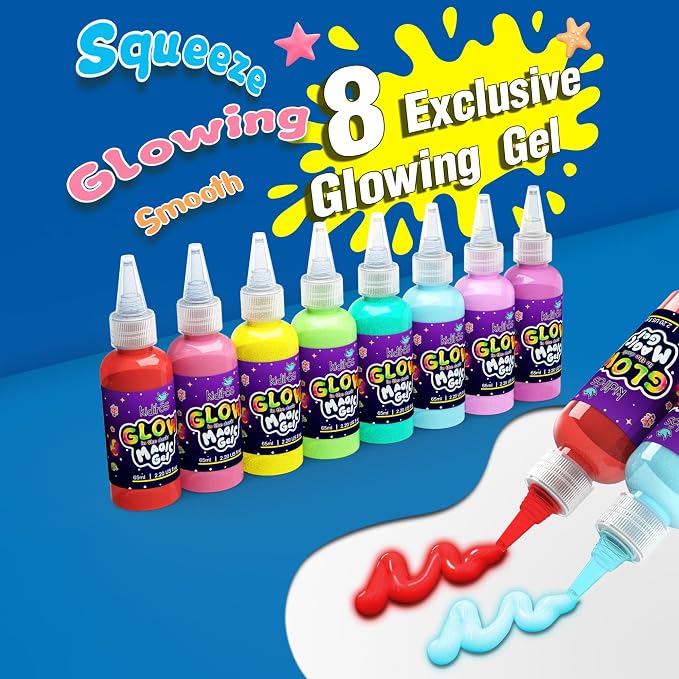 Kiditos Magic Water Elf Toy Kit for Kids, Glow-in-the-Dark Water Elves Craft Kit–DIY Water Pets Craft Kit with 8 Glow Gels, 10 Molds & Star Bottle, STEM Sensory Learning Toy for Ages 3+