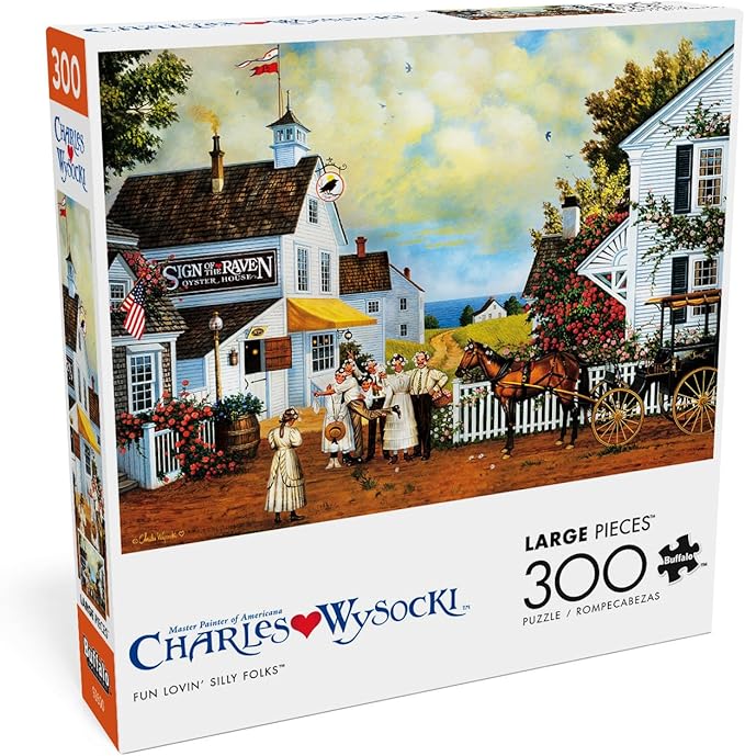 Buffalo Games Charles Wysocki - Fun Lovin' Silly Folks - 300 Piece Jigsaw Puzzle - 21.25 x 15 in, Ages 14+ - High-Resolution Artwork & Poster Included - Charles Wysocki Puzzles - Easy-To-Handle Pieces