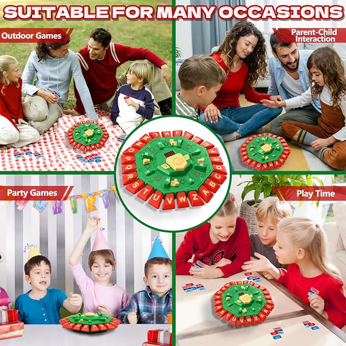 Resflycheng Word Game Family Board Game with Digital Display Timer, 2 Modes, 35 Cards, Fun Fast-Paced 24-Letter Game for Kids & Adults, 2+ Players, Ages 3 & Up