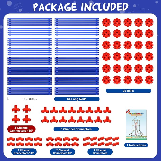 140 PCS Fort Building Kit for Kids Ages 4‑10, DIY STEM Educational Construction Fort Toy Set,Creative Kids Fort Builder Kit, Build Your Own Fort Indoor Outdoor Play Structure for Boys Girls