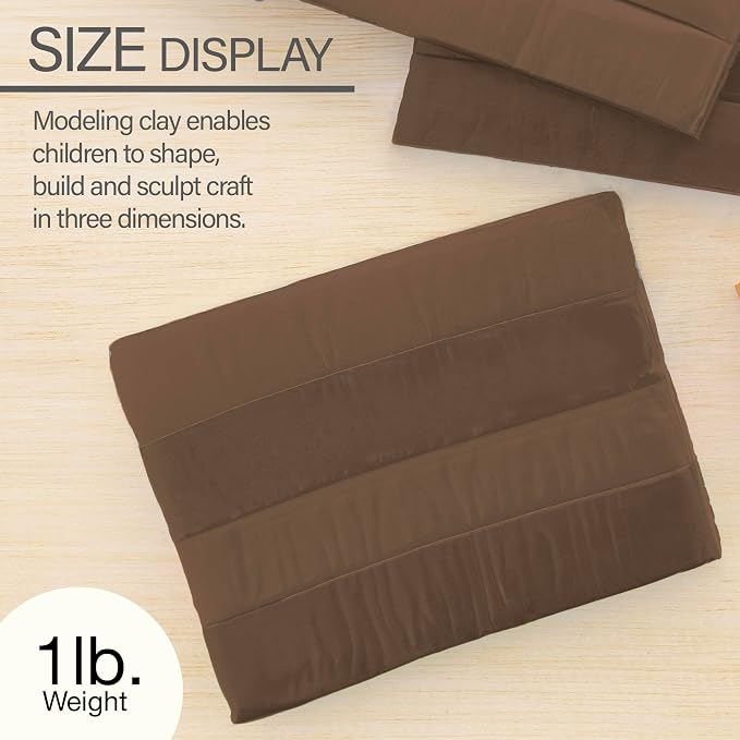 BAZIC Products Brown Modeling Clay, 1 lb, Non-Hardening, for Sculpting Art Crafts, Reusable, Case of 24